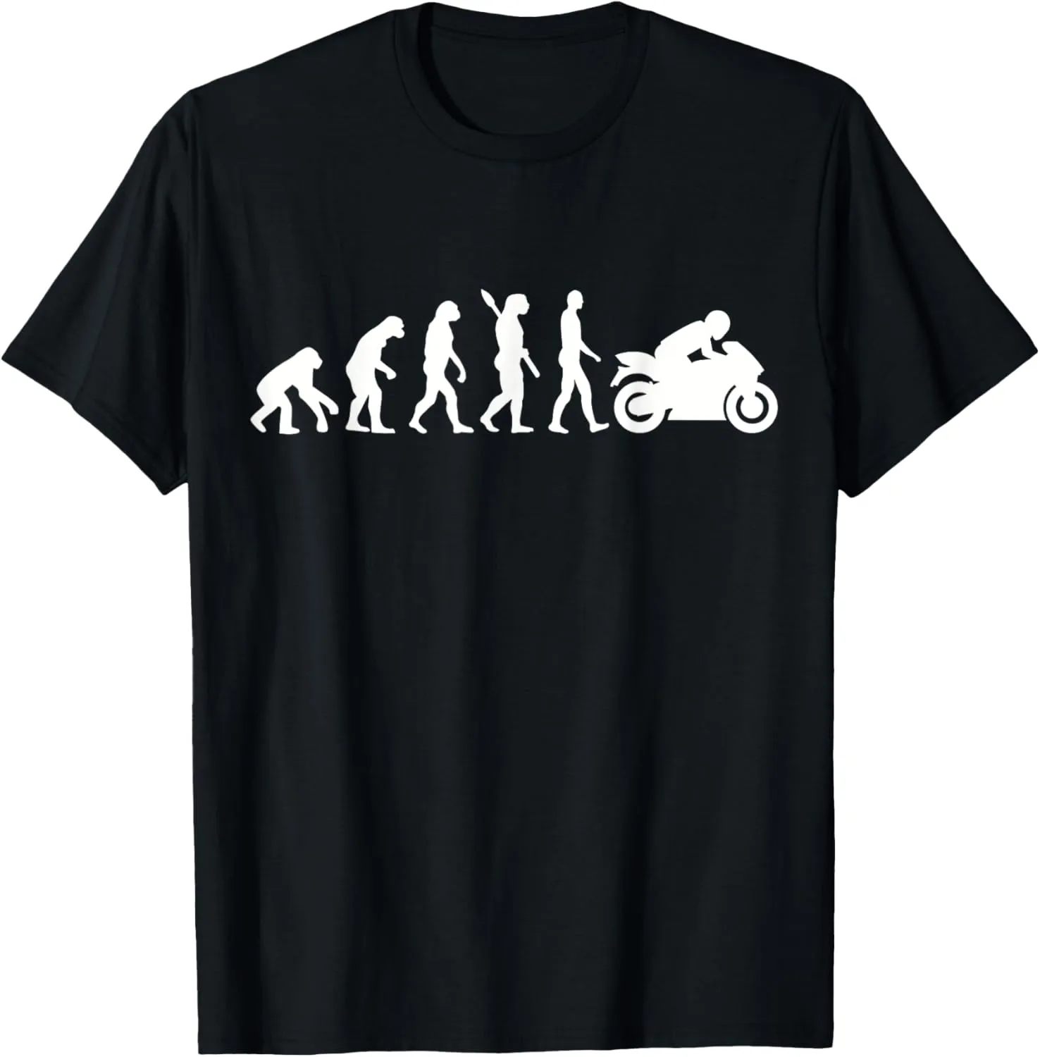 Evolution Motorcycle T-Shirt - Women's Classic Fit Black Short Sleeve Crew Neck T-Shirt - Small