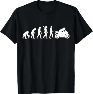 Evolution Motorcycle T-Shirt - Women's Classic Fit Black Short Sleeve Crew Neck T-Shirt - Small