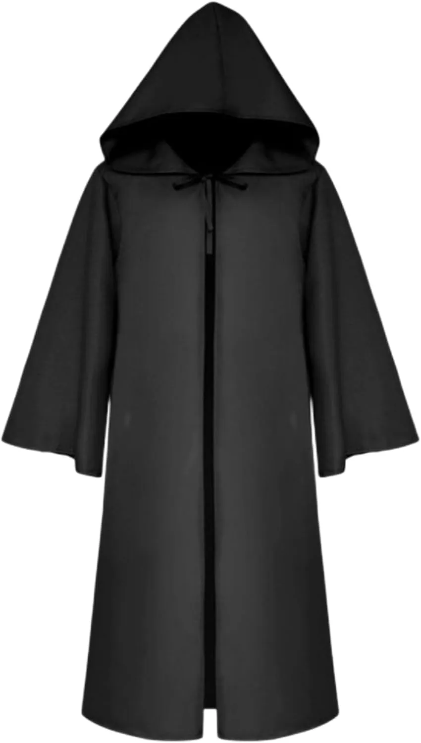 evzosrz Mens Medieval Priest Monk Robe Hooded Cloak Wizard Sorcerer Cape Halloween Christmas Party Cosplay Costume Hoodies