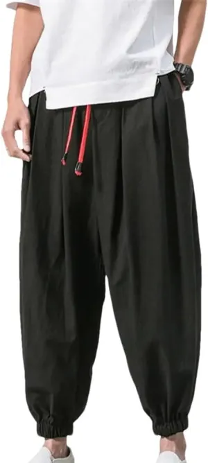 Fashion Drawstring Harem Pants MenS Baggy Jogging Pants Japanese Men Wide Leg Pants Casual Loose Trousers