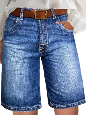 Flamingals Women's Raw Hem High Waist Bermuda Shorts Casual Summer Shorts