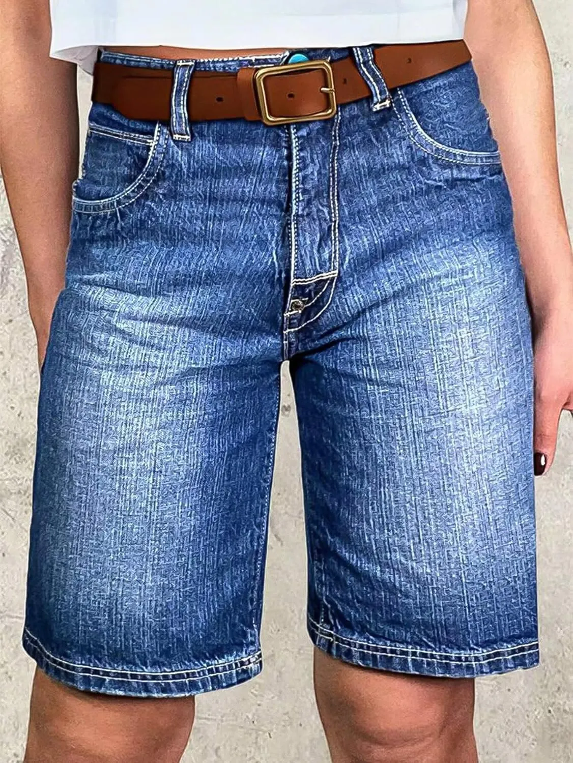 Flamingals Women's Raw Hem High Waist Bermuda Shorts Casual Summer Shorts