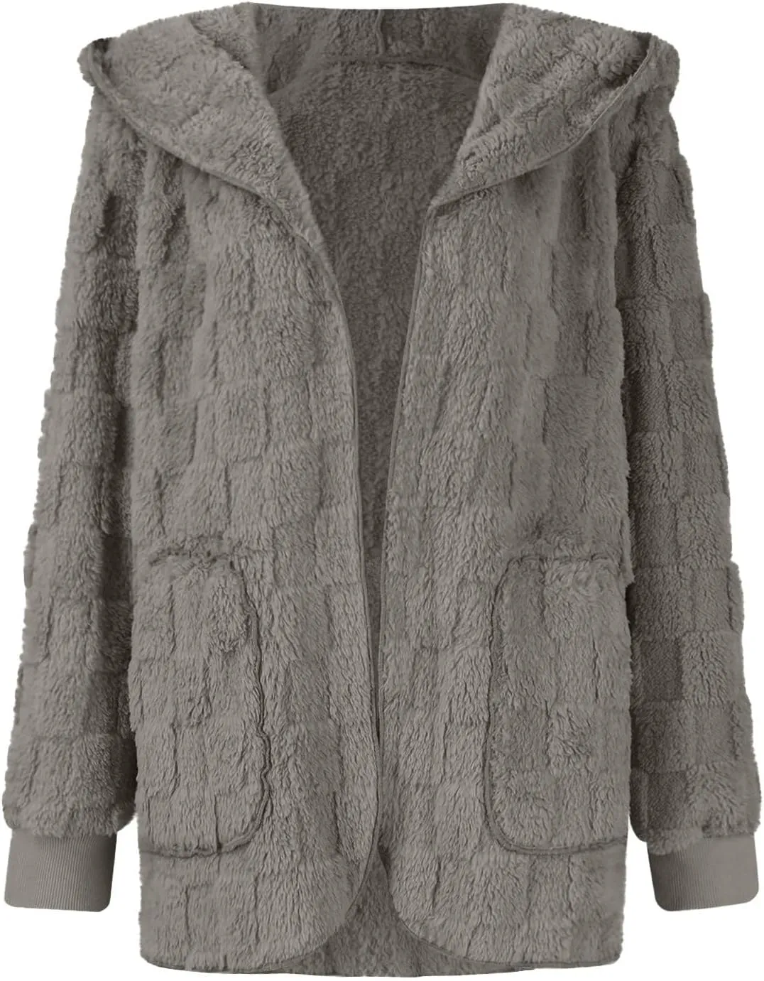 Fleece Jacket Women Loose Casual Solid Color With Pockets Double Sided Velvet Cardigan Long Sleeved Jacket