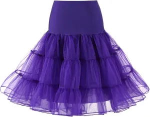 FlekmanArt Women's Petticoat Skirt Adult Puffy Tutu Skirt Tulle Midi Knee Length Skirt Underskirt Underskirts for Cosplay