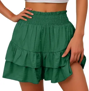 Flowy Shorts for Women Casual Boho Floral Skorts Ruffle Mini Skirts Running Tennis Butterfly Shorts Skorts Shorts