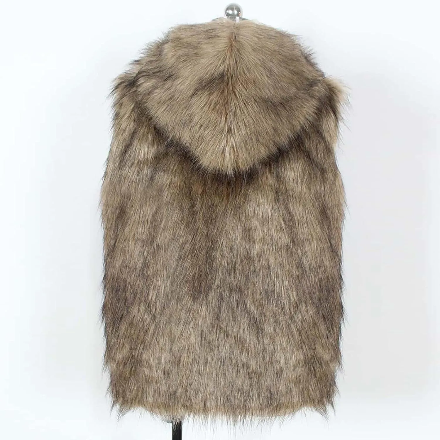 Fur Vest Jacket for Men Furry Faux Fur Coat Hooded Open Front Warm Casual Loose Thicken Cardigan Winter Cardigan Vest