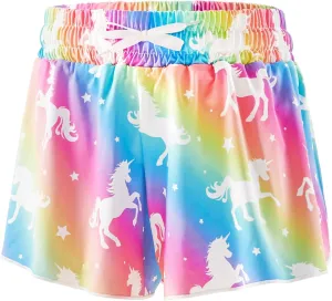 Girls Butterfly Shorts Unicorn Running Shorts 2 in 1 Flowy Athletic Shorts Casual Skirt for Teens Kids