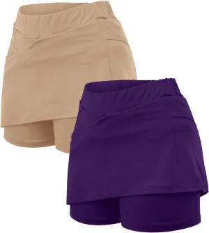 Golf Skirts for Women and Tennis Pants with Pockets High Waisted Running Casual Athletic Skorts Built-in Shorts
