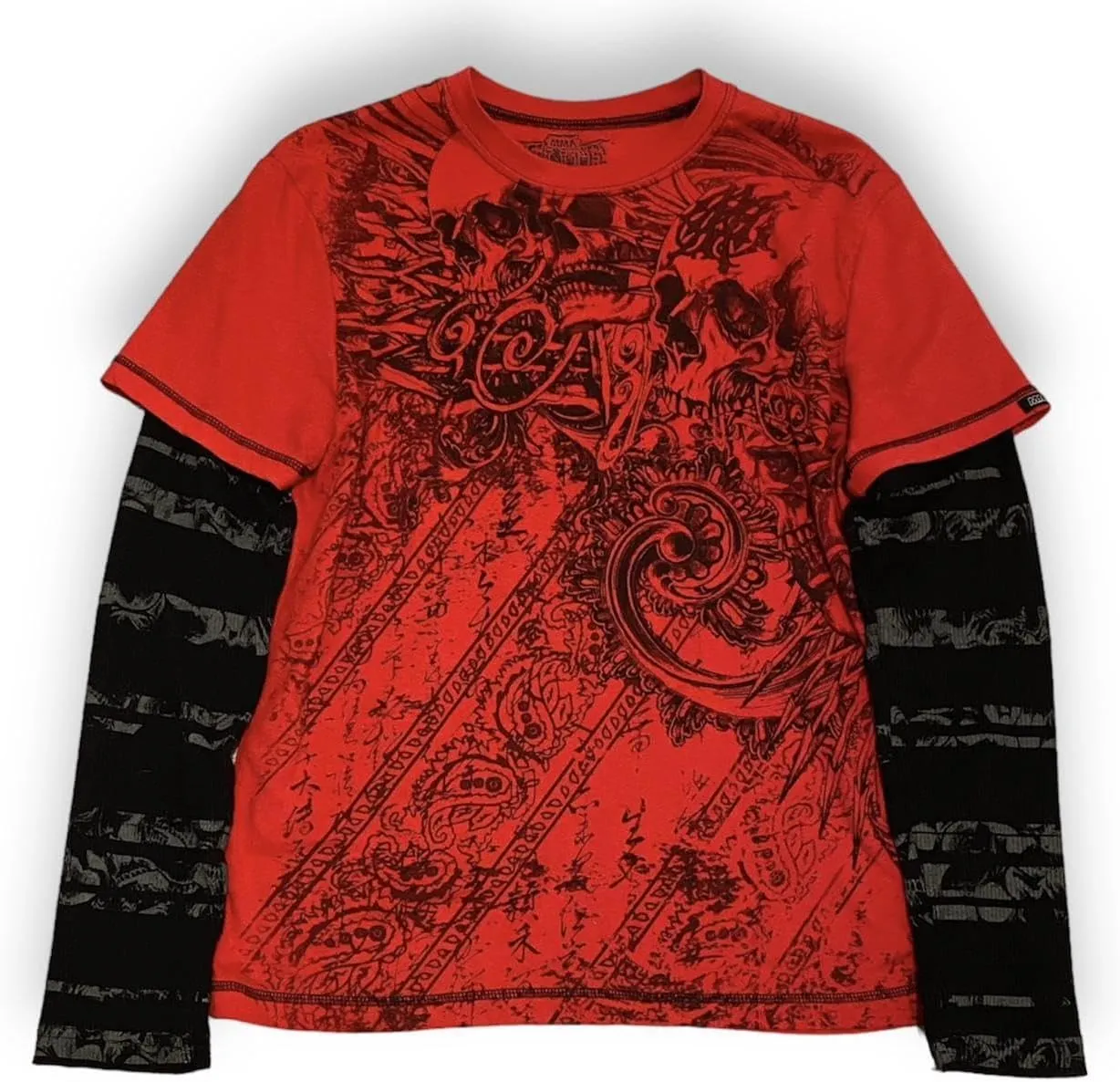 Goth Shirt Gothic Shirt Fake Two-Piece Alternative Clothing Goth Long Sleeve Top Grunge Clothes