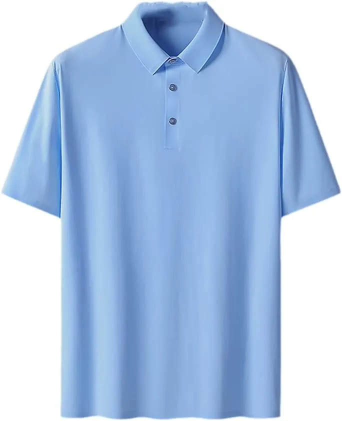 Hamthuit Men Polo Shirt Business Solid Breathable Quick Dry Mens Slim Fit Stretch Golf Tee Shirt