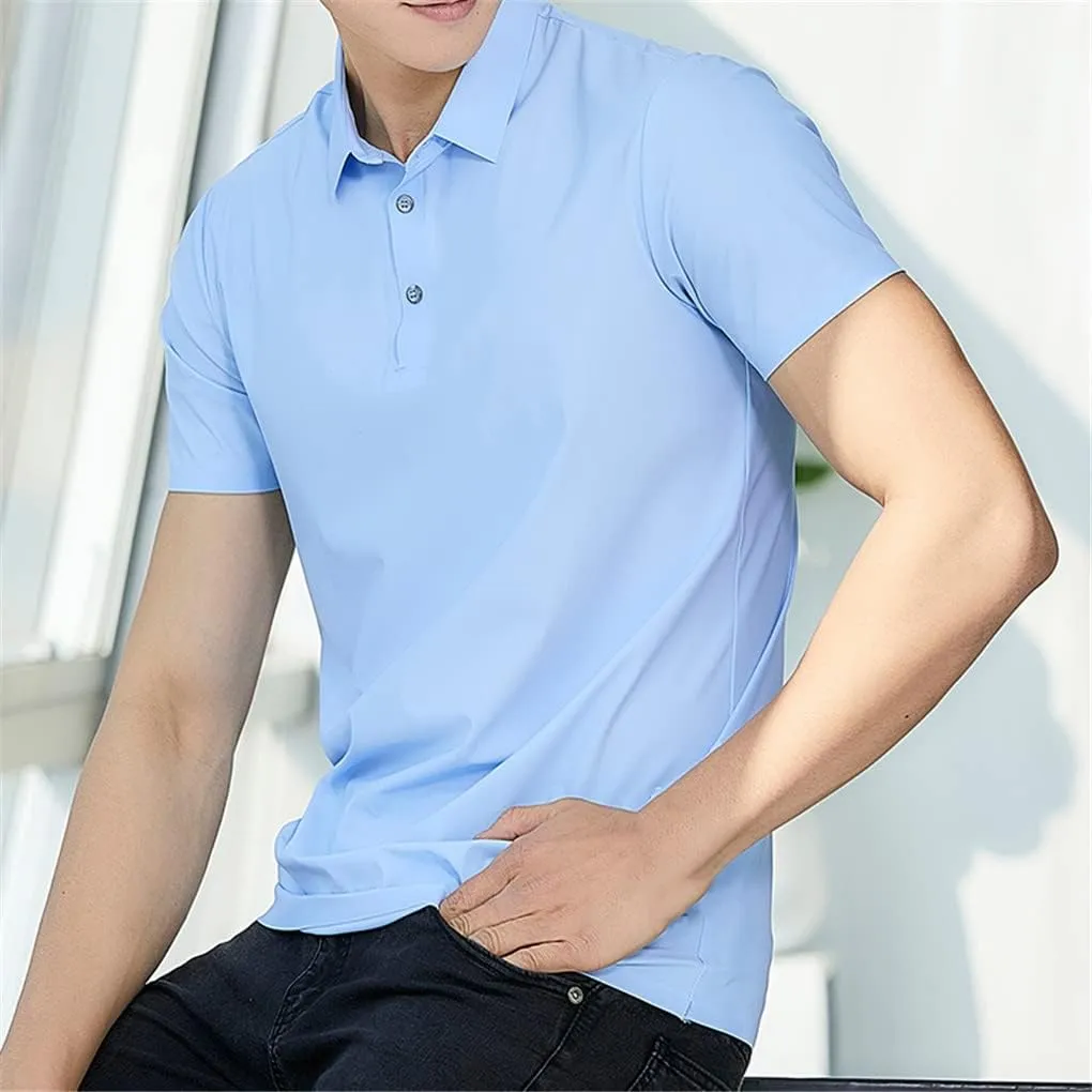 Hamthuit Men Polo Shirt Business Solid Breathable Quick Dry Mens Slim Fit Stretch Golf Tee Shirt