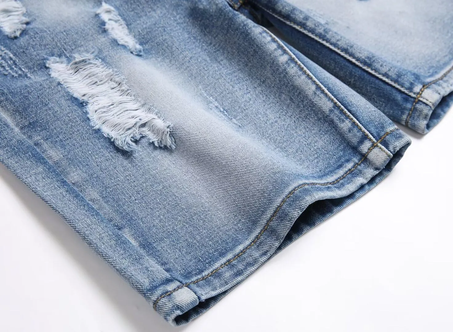 HENGAO Boys Ripped Denim Shorts Distressed Frayed Jean Shorts