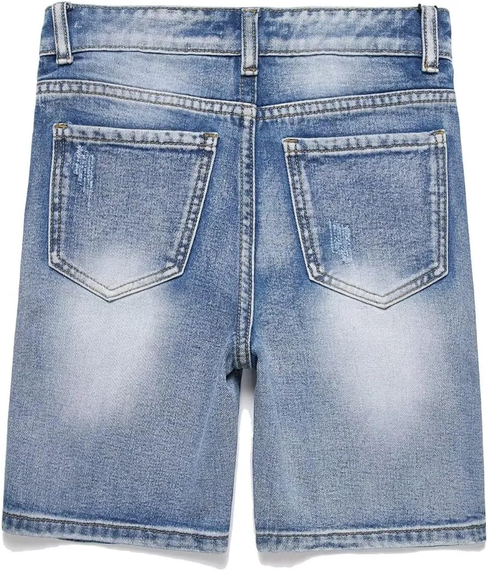 HENGAO Boys Ripped Denim Shorts Distressed Frayed Jean Shorts
