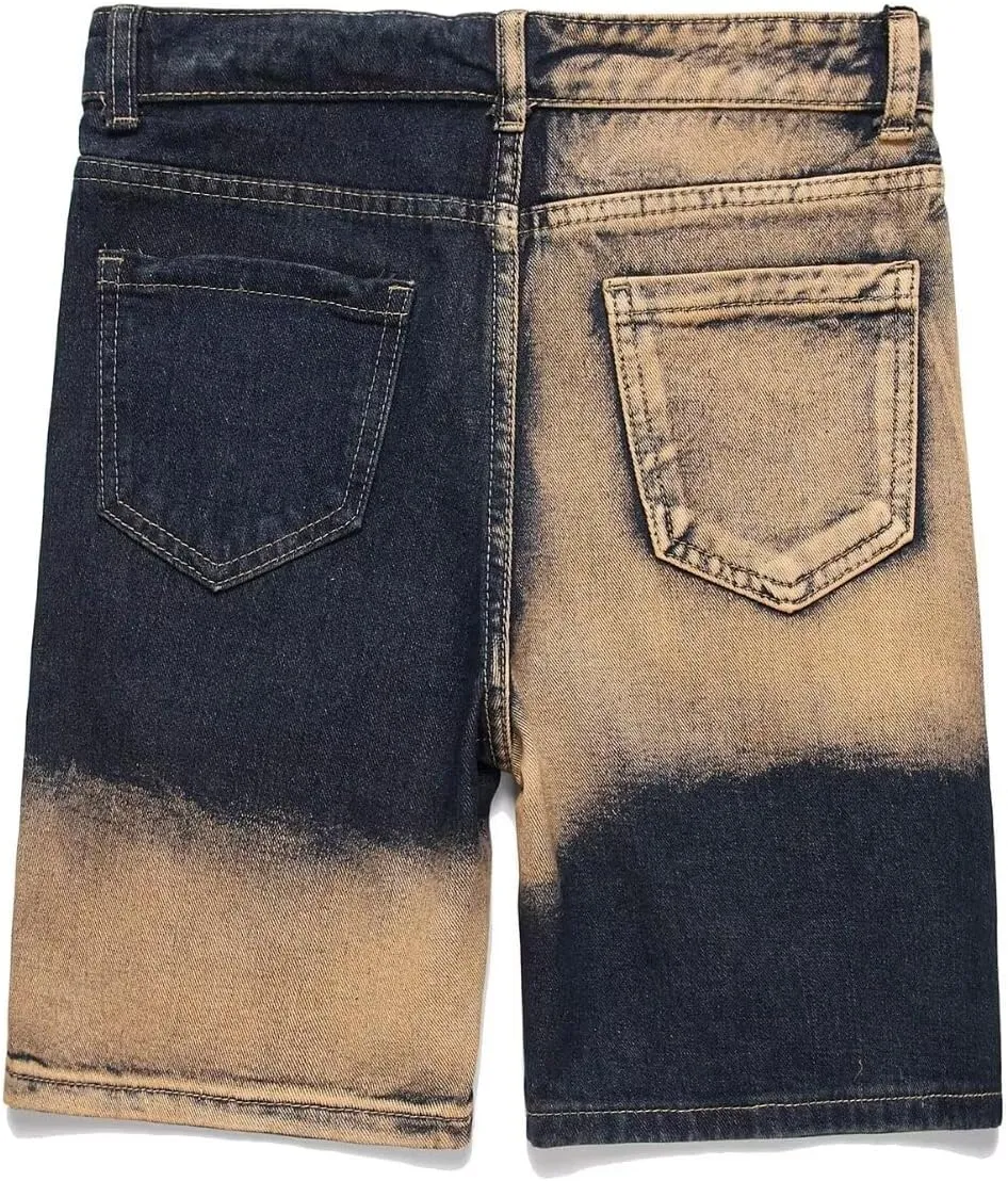 HENGAO Boys Ripped Denim Shorts Distressed Frayed Jean Shorts