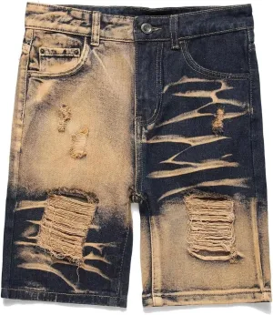 HENGAO Boys Ripped Denim Shorts Distressed Frayed Jean Shorts