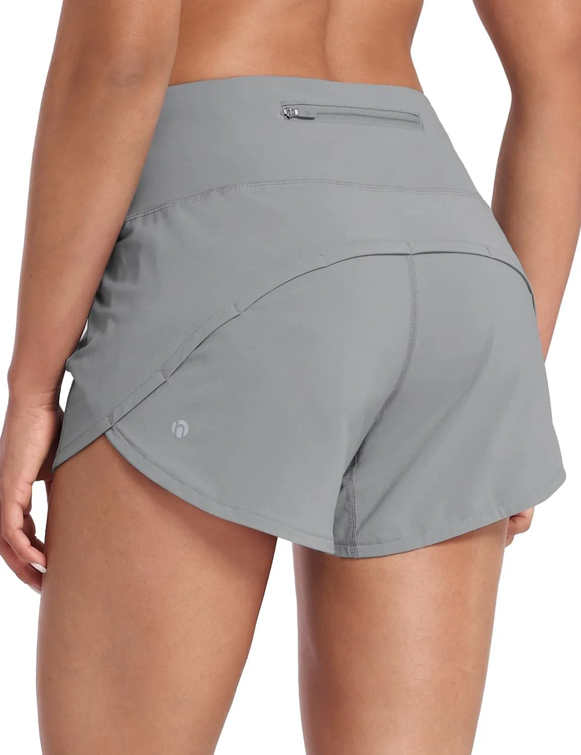 HeyNuts Focus Running Shorts for Women, High Waisted Athletic Shorts Lined Workout Shorts with Zipper Pocket 4"