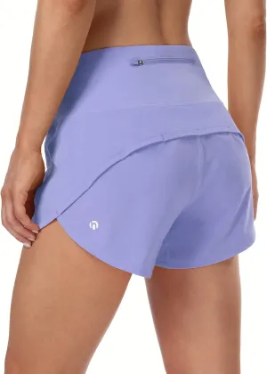 HeyNuts Focus Running Shorts for Women, High Waisted Athletic Shorts Lined Workout Shorts with Zipper Pocket 4"