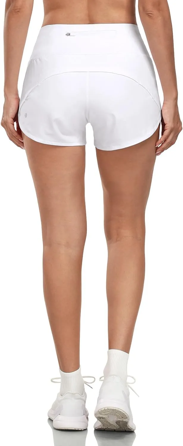 HeyNuts Focus Running Shorts for Women, High Waisted Athletic Shorts Lined Workout Shorts with Zipper Pocket 4"