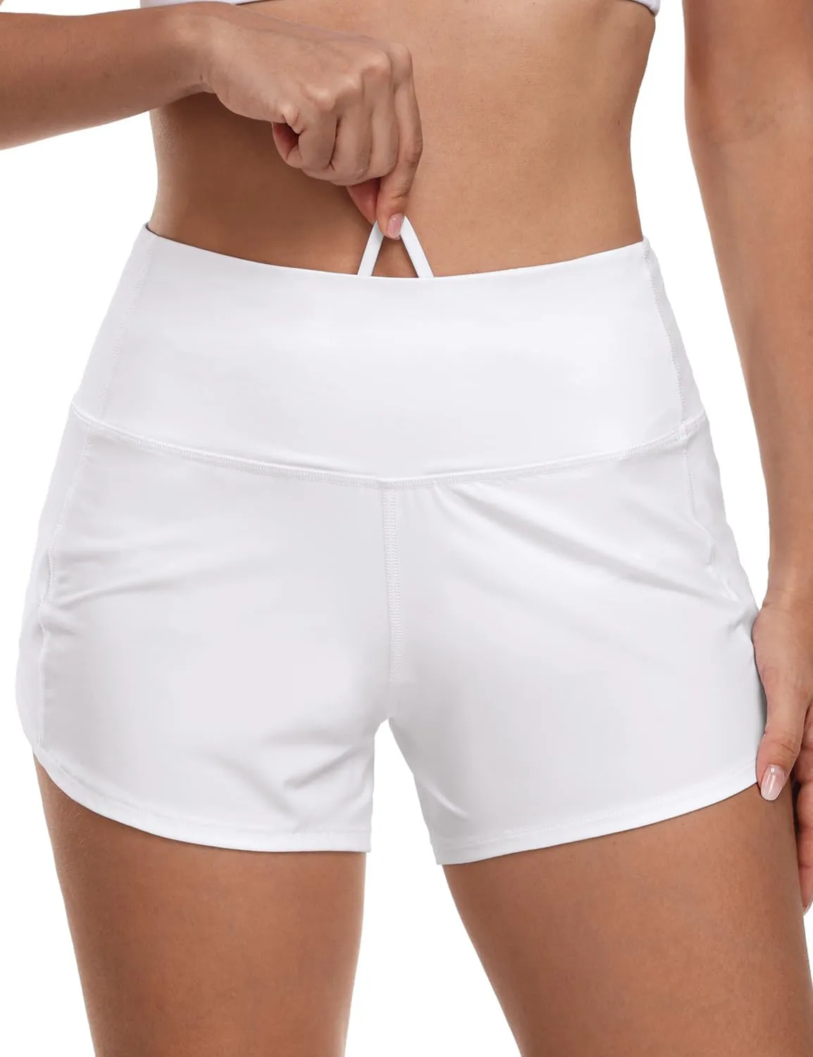 HeyNuts Focus Running Shorts for Women, High Waisted Athletic Shorts Lined Workout Shorts with Zipper Pocket 4"