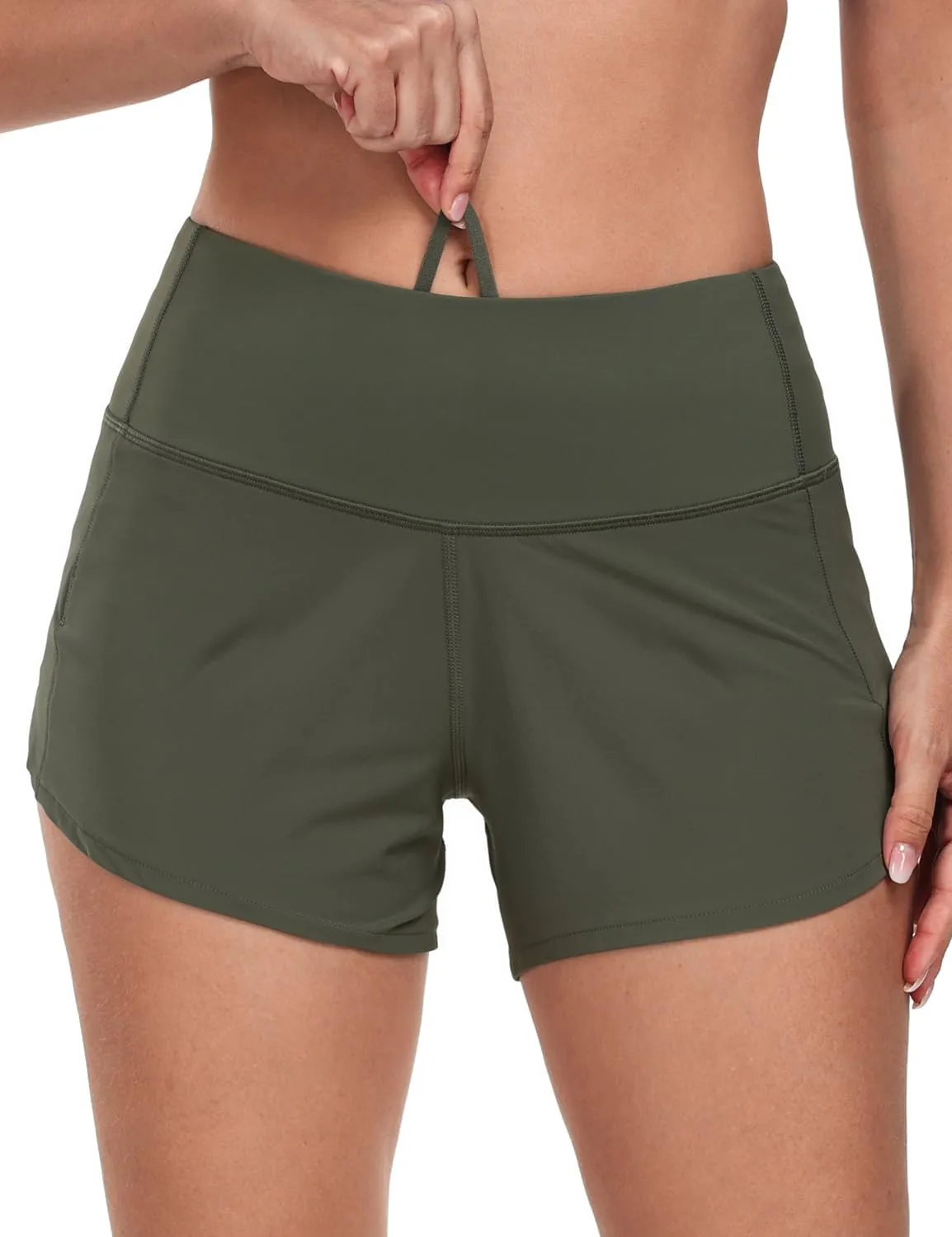 HeyNuts Focus Running Shorts for Women, High Waisted Athletic Shorts Lined Workout Shorts with Zipper Pocket 4"