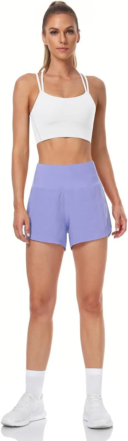 HeyNuts Focus Running Shorts for Women, High Waisted Athletic Shorts Lined Workout Shorts with Zipper Pocket 4"