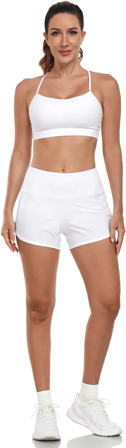 HeyNuts Focus Running Shorts for Women, High Waisted Athletic Shorts Lined Workout Shorts with Zipper Pocket 4"