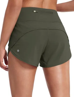HeyNuts Focus Running Shorts for Women, High Waisted Athletic Shorts Lined Workout Shorts with Zipper Pocket 4"