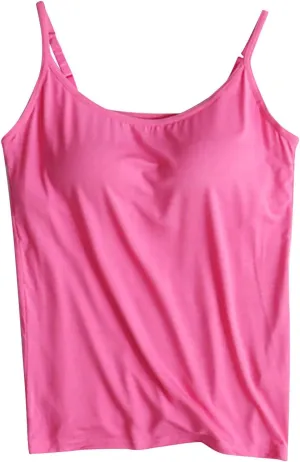 HGps8w Plus Size Womens Shelf Bra Camisoles Adjustable Spaghetti Strap Tank Tops Scoop Neck Layer Cami Tops (S-6XL)
