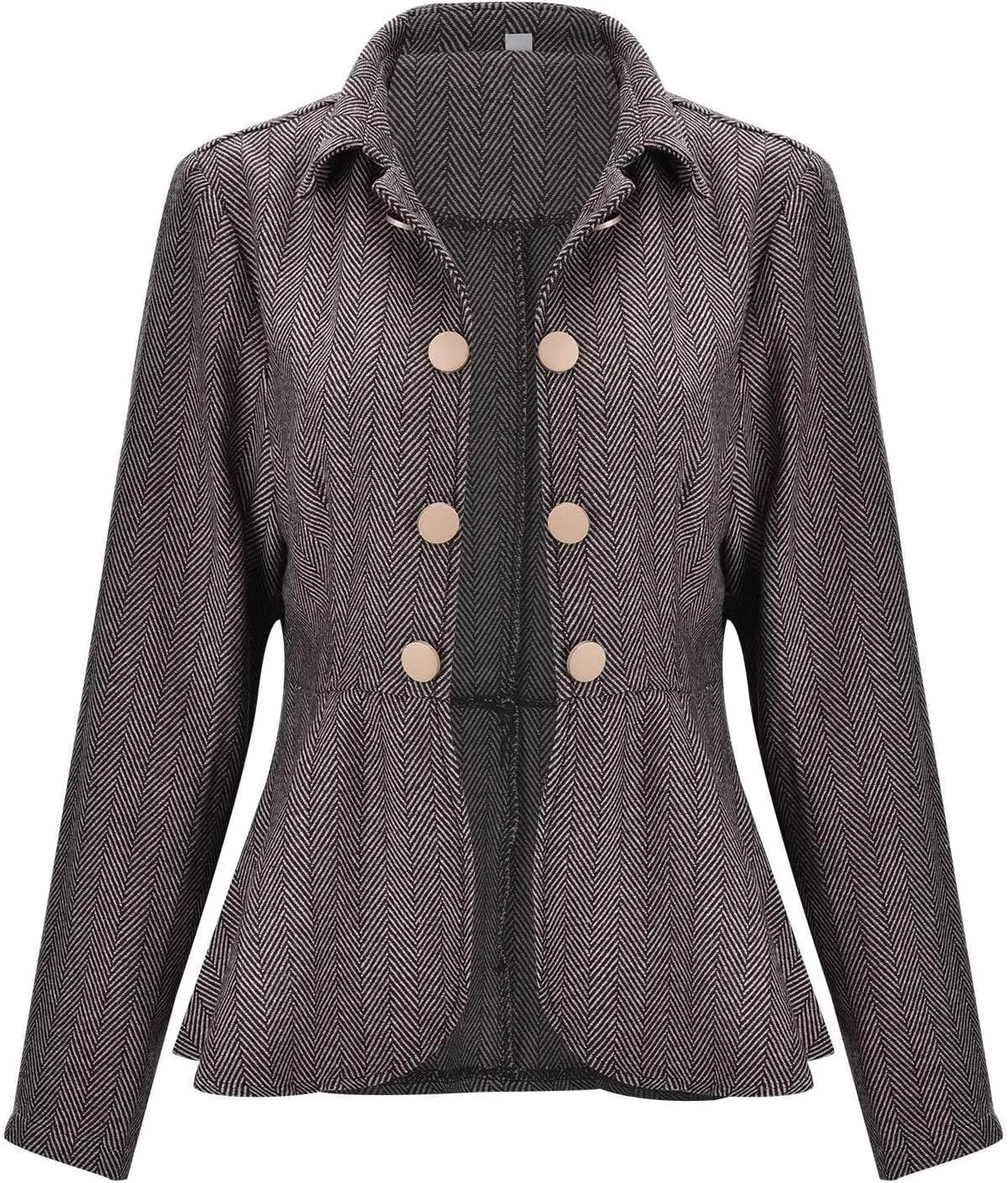 HGps8w Women's Dressy Casual Peplum Ruffle Hem Blazers Elegant Slim Fit Lapel Long Sleeve Work Office Suit Jackets