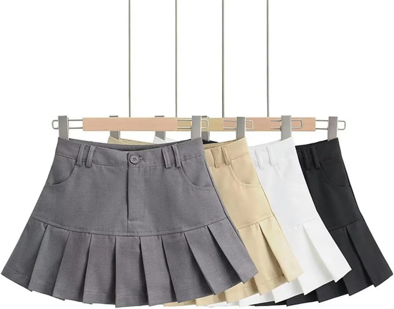 High-Waist Pleated Skirt Sweet Women's Skirt A-line Skirt-Khaki-XS