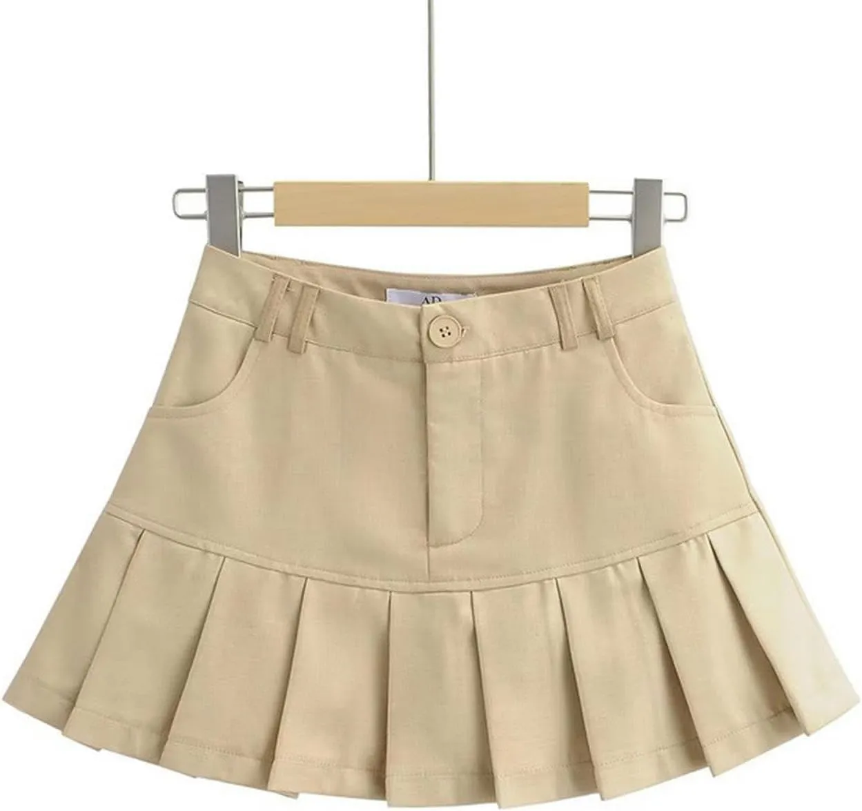 High-Waist Pleated Skirt Sweet Women's Skirt A-line Skirt-Khaki-XS