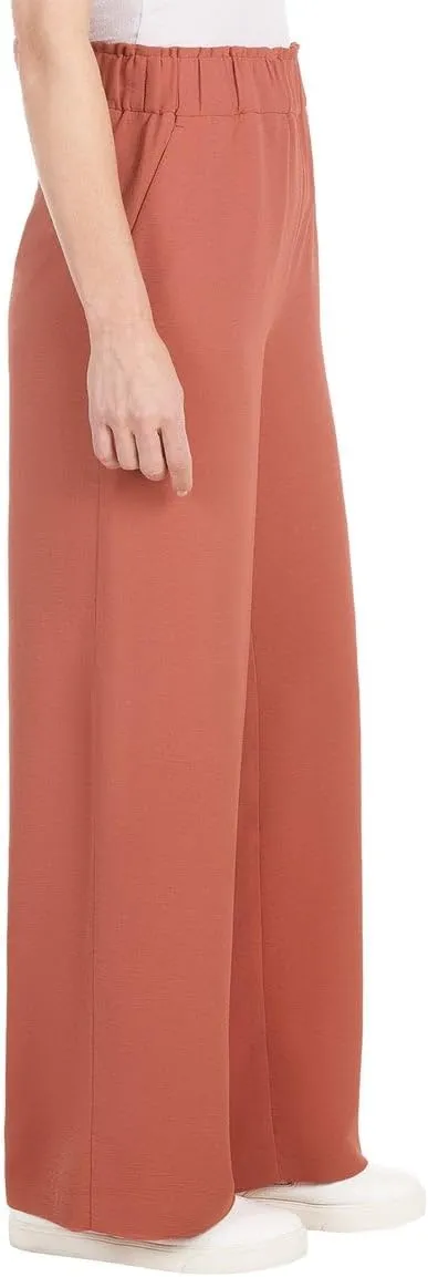 Hilary Radley Women's Wide Leg Crinkle Pants with Elasticwaistband
