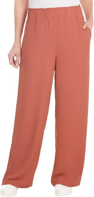 Hilary Radley Women's Wide Leg Crinkle Pants with Elasticwaistband