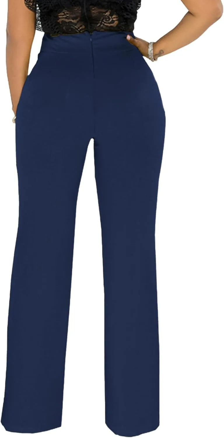 Hoefirm Work Pants for Women Business Casual Stretch Tall Straight Leg Slacks High Waisted Yoga Dress Pants
