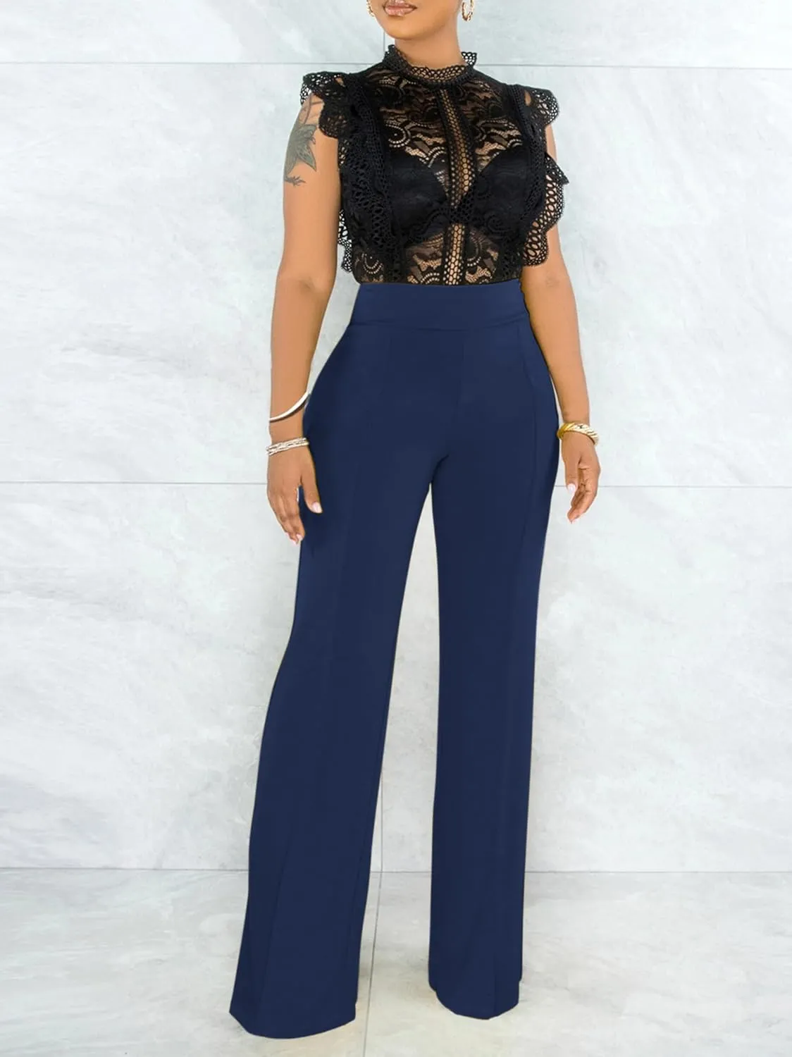 Hoefirm Work Pants for Women Business Casual Stretch Tall Straight Leg Slacks High Waisted Yoga Dress Pants