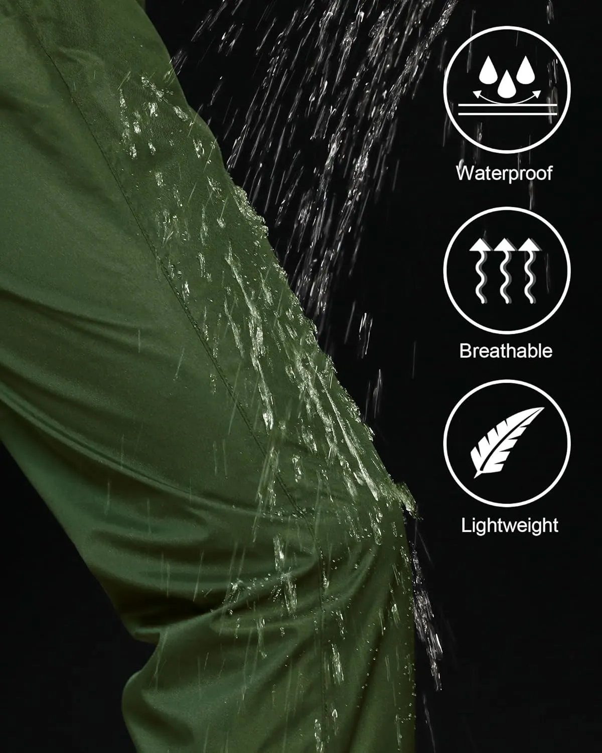 iCreek Men's Rain Pants Waterproof Over Pants Windproof Lightweight Hiking Pants Work Rain Outdoor for Golf, Fishing