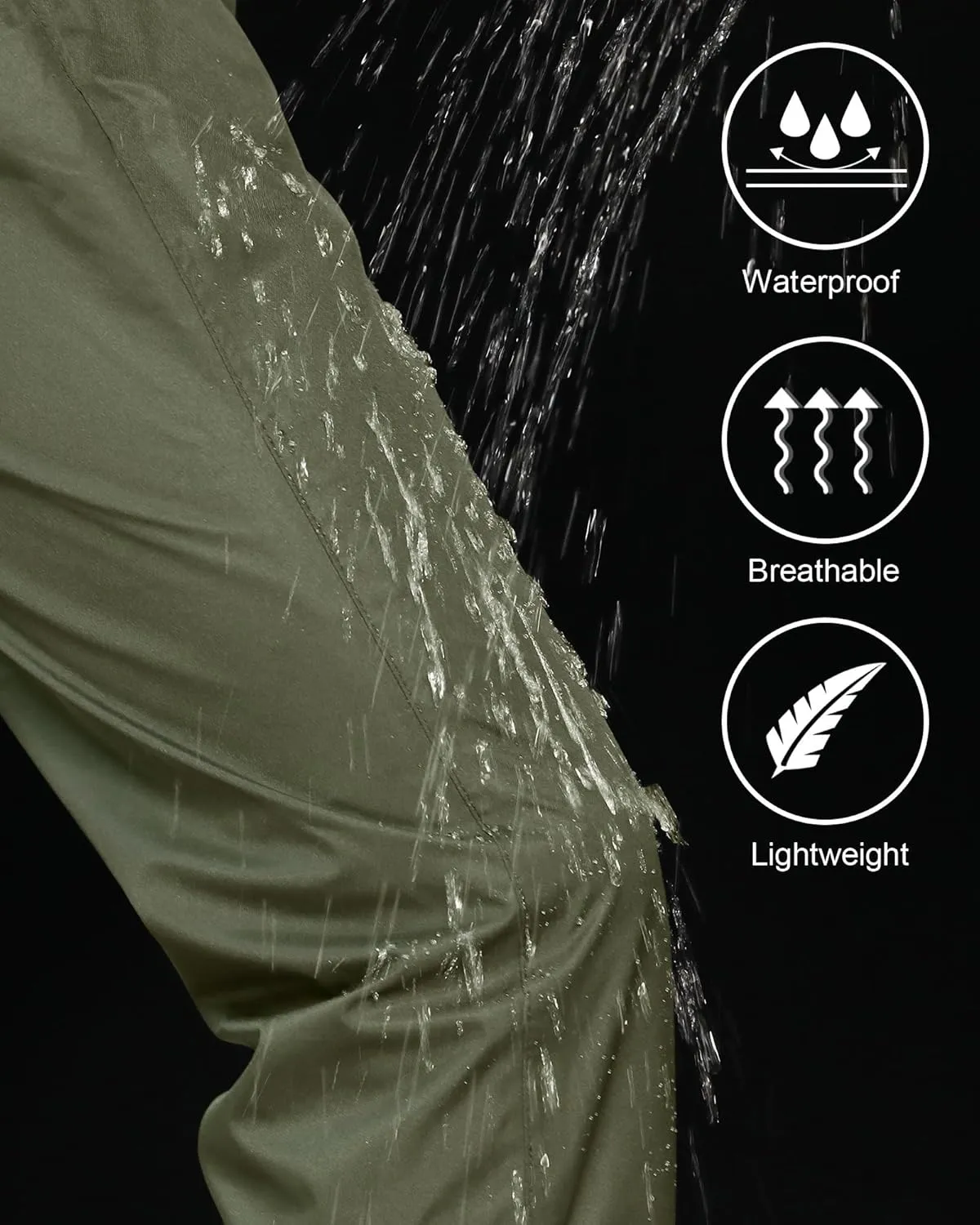 iCreek Men's Rain Pants Waterproof Over Pants Windproof Lightweight Hiking Pants Work Rain Outdoor for Golf, Fishing