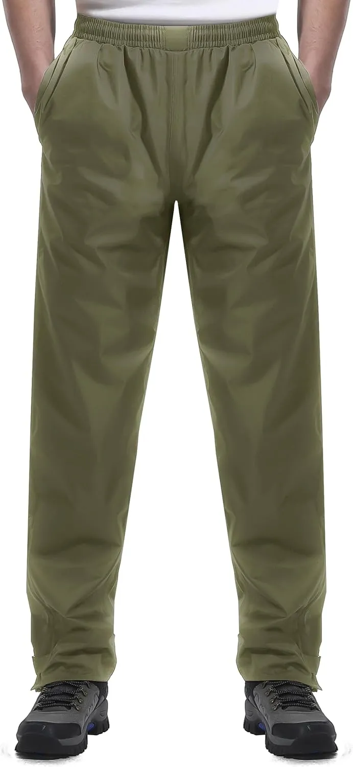 iCreek Men's Rain Pants Waterproof Over Pants Windproof Lightweight Hiking Pants Work Rain Outdoor for Golf, Fishing
