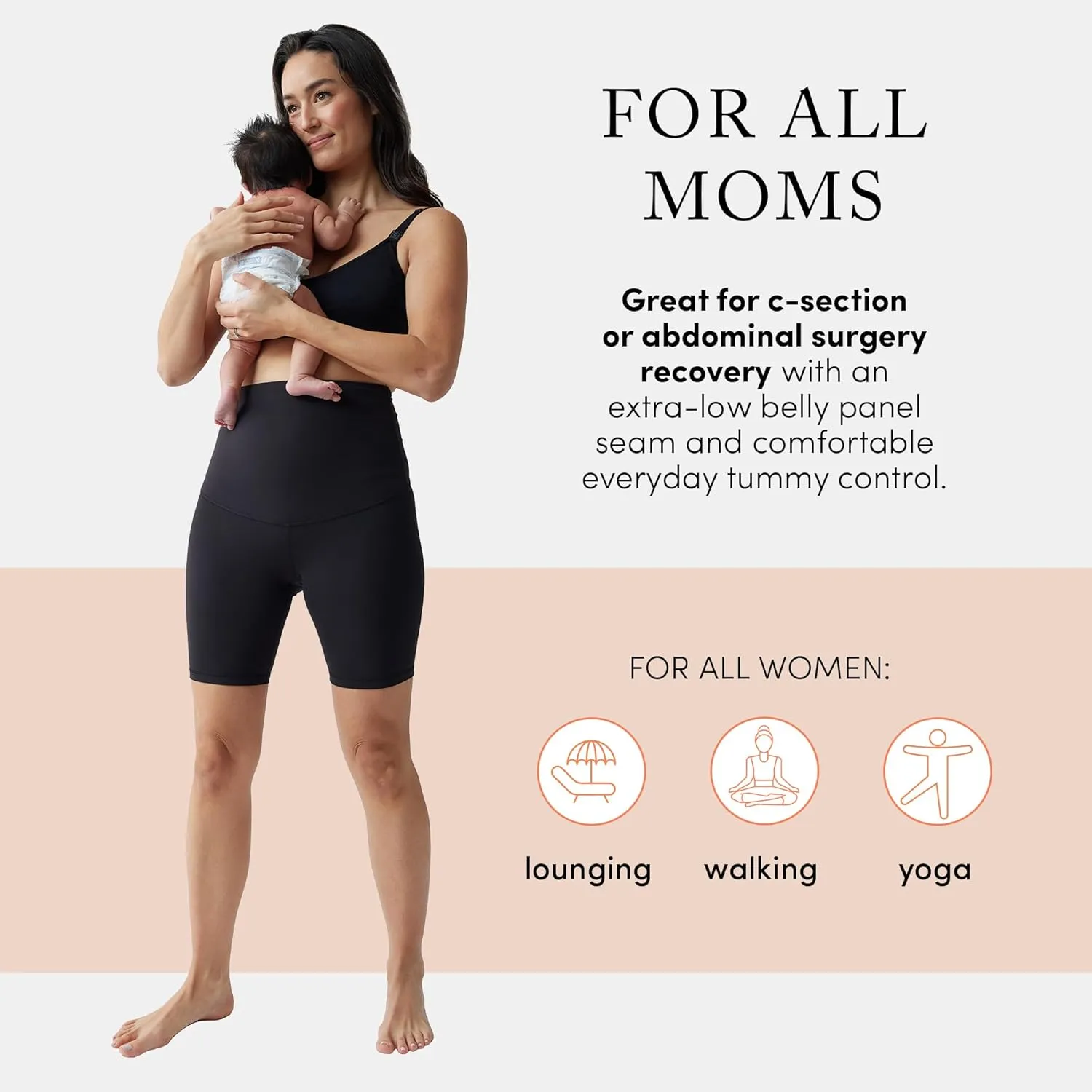 Ingrid & Isabel Basics Postpartum Active Shorts - Tummy Control Shorts for Women