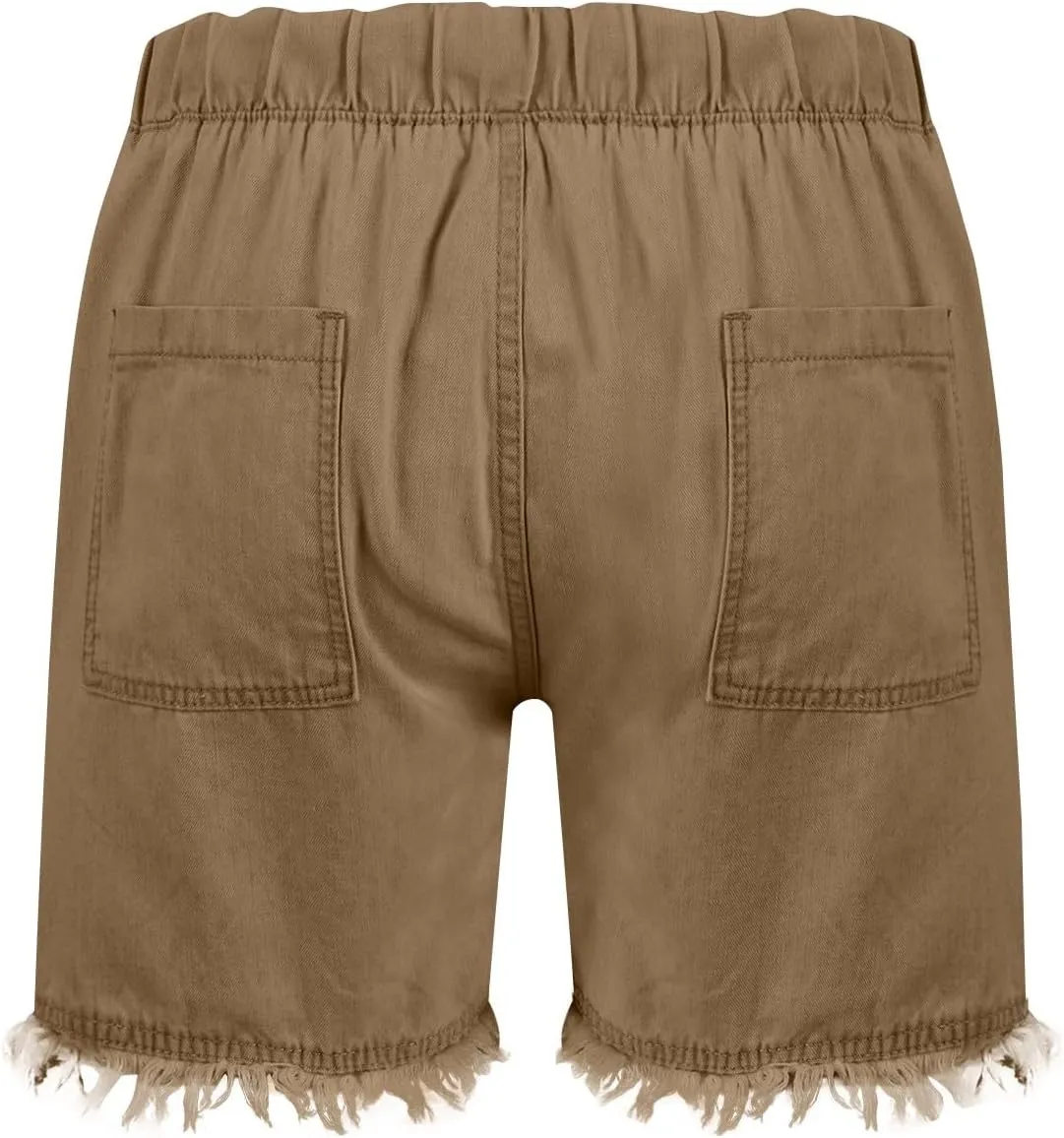 Jean Shorts Womens High Waisted Drawstring Jeans Raw Hem Pull On Denim Shorts with Pockets Summer Casual Shorts Jean