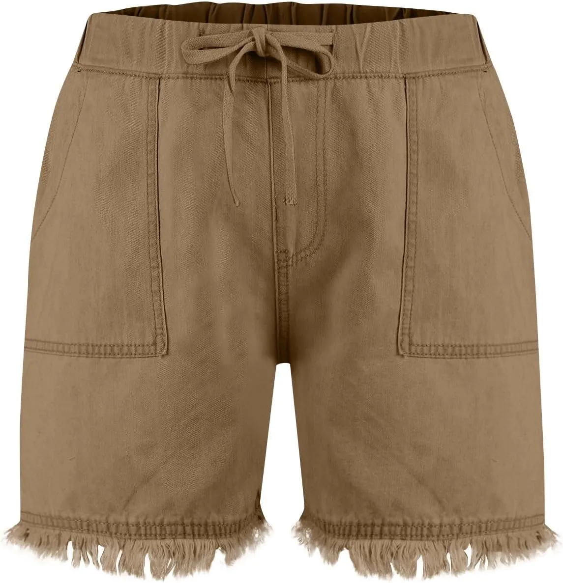 Jean Shorts Womens High Waisted Drawstring Jeans Raw Hem Pull On Denim Shorts with Pockets Summer Casual Shorts Jean