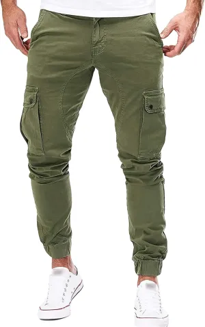 JEShifangjiusu Mens Fashion Cargo Pants Workout Athletic Joggers Sports Pants Casual Chino Running Trousers Sweatpants Pocket