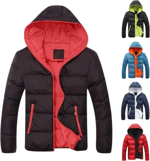JIEMUXIU Mens Puffer Jacket Lightweight Packable Quilted Color Block Bubble Down Jackets Winter Warm Fashion Thick Outwear