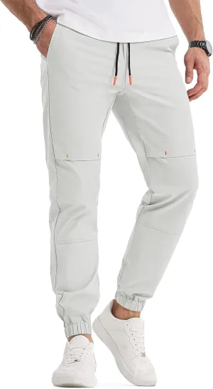 JMIERR Mens Joggers Casual Pants Stretch Elastic Waist Drawstring Tapered Pants with Pockets
