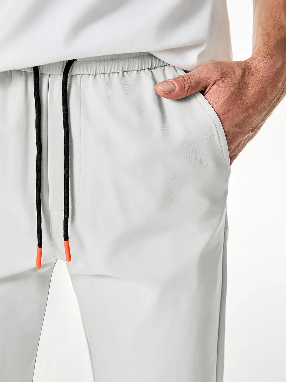 JMIERR Mens Joggers Casual Pants Stretch Elastic Waist Drawstring Tapered Pants with Pockets