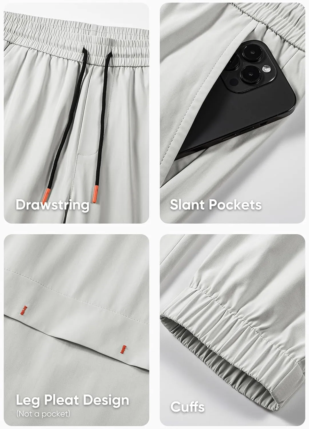 JMIERR Mens Joggers Casual Pants Stretch Elastic Waist Drawstring Tapered Pants with Pockets