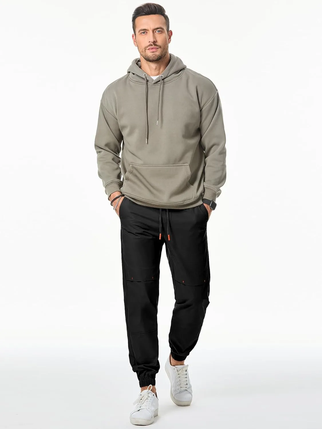 JMIERR Mens Joggers Casual Pants Stretch Elastic Waist Drawstring Tapered Pants with Pockets