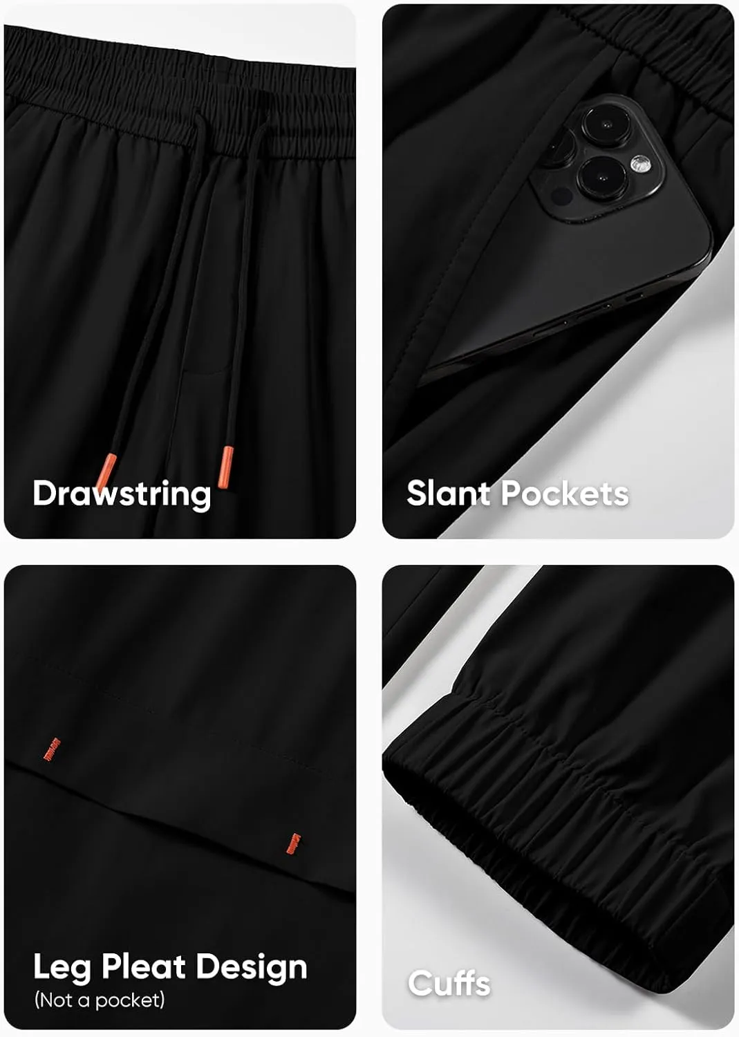 JMIERR Mens Joggers Casual Pants Stretch Elastic Waist Drawstring Tapered Pants with Pockets