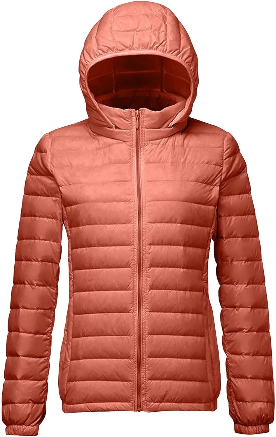 JOAU Women's Warm Quilted Puffer Coat Packable Ultra Lightweight Short Duck Down Jackets Outerwear with Removable Hood