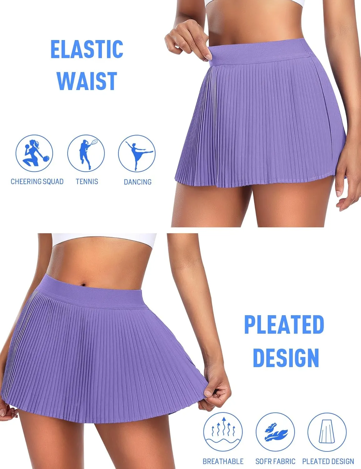 JoyGirl Womens Pleated Tennis Skirt with Shorts Golf Skirt High Waist Pickleball Skirts Athletic Skorts with Pockets